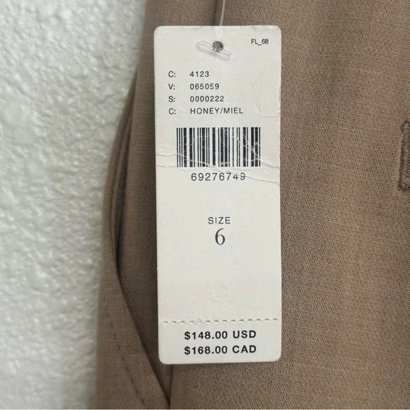 Anthro Maeve New Size 6 Tan Soft Tailored Belted Pleated Wide Leg Trouser Pants